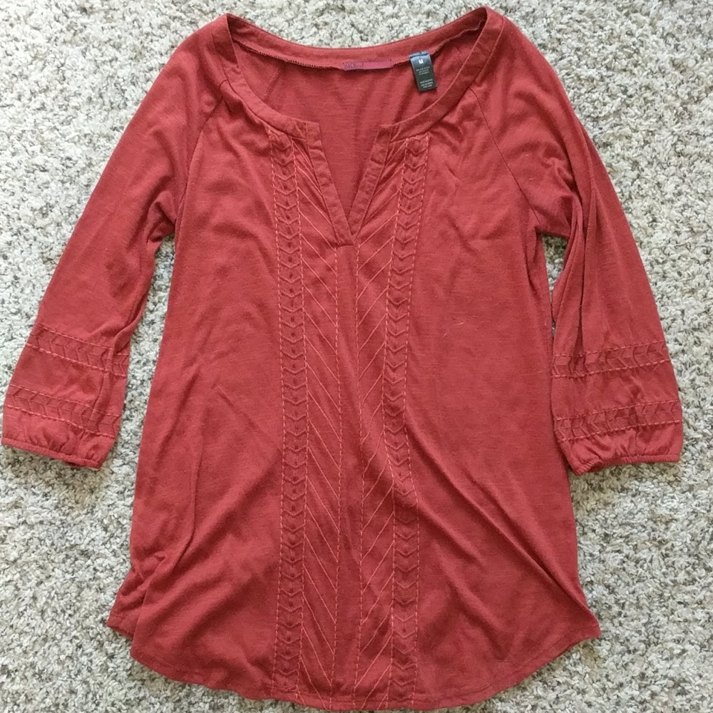 Burnt orange tunic top, BKE